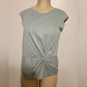Calvin Klein Light BlueGreen Twist Front Top Causal Demure